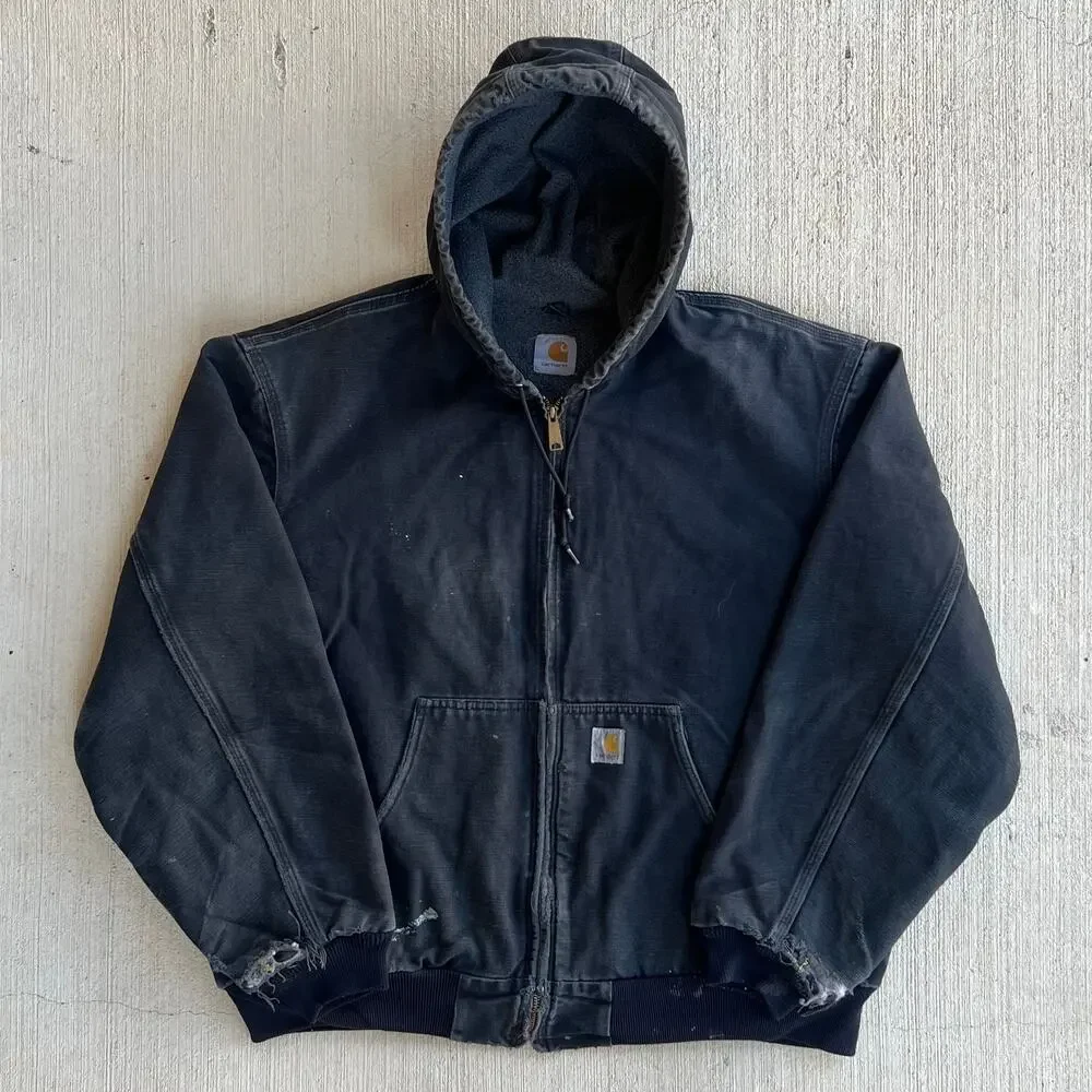Carhartt black hooded work wear jacket